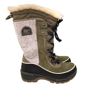Sorel Women’s Tivoli III Green Suede Tall Winter Boot Size US 6.5
